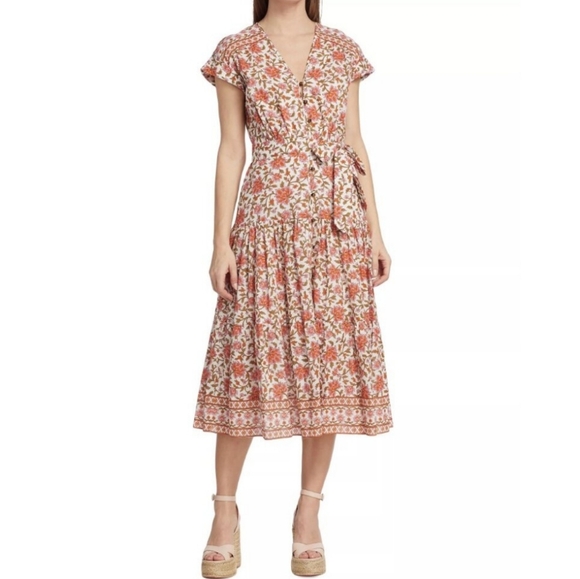 Veronica Beard Lexington Belted Floral Cotton Dress Size 4 NEW WITH TAG - Picture 2 of 6